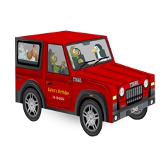 Small Red Thar SUV Shape Box | Pack of 10 | Personalized or Plain | 4 Colors